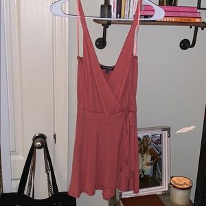 Coral dark pink tie romper